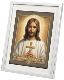 Rám na suveníry z prvého svätého prijímania 19x25cm Strieborný chróm